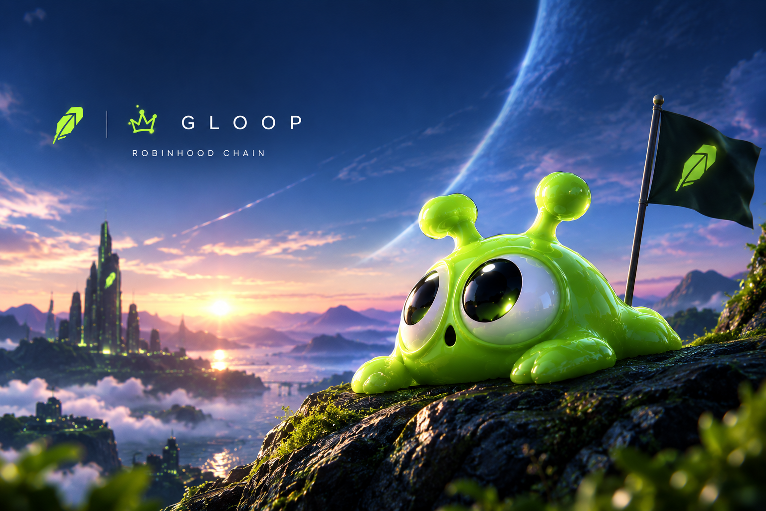 Gloop on a summit at sunrise